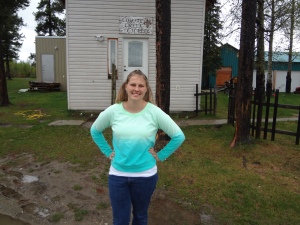 Molly standing in front of the church where she is living and serving.